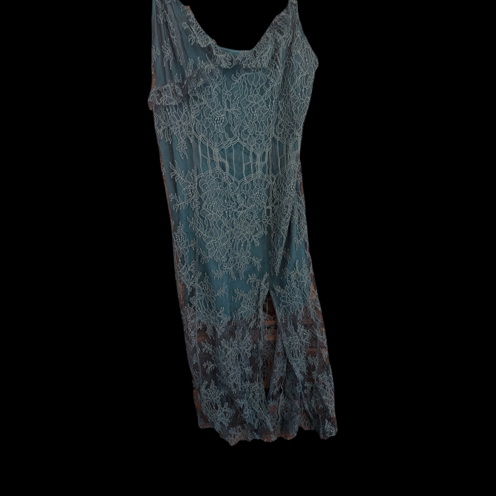 Urban Outfitters Teal Lace Chemise Dress